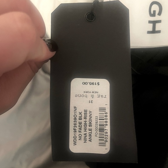 rag & bone Nina High-Rise Ankle Skinny - No Fade Black *NWT* - Picture 8 of 9